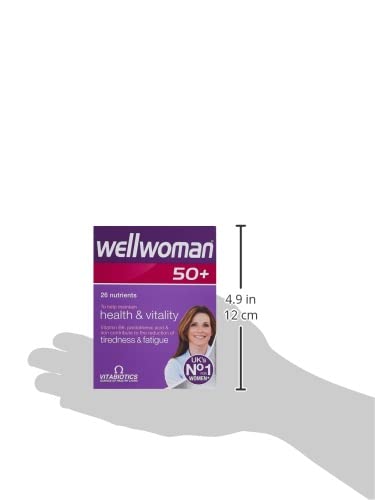 Comparación de tamaño de Wellwoman 50+ sobre mano
