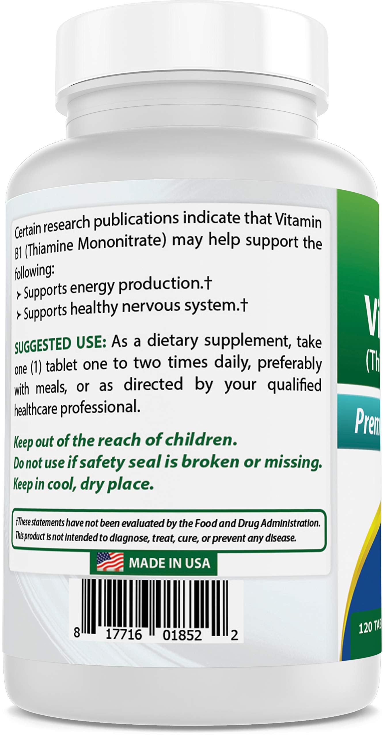 Tapa del frasco Best Naturals vitaminas B1 y B2