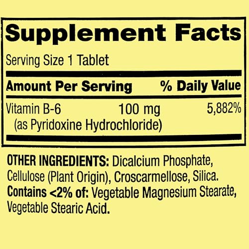 Tapa frasco suplemento vitamina B6 Spring Valley 250 tabletas