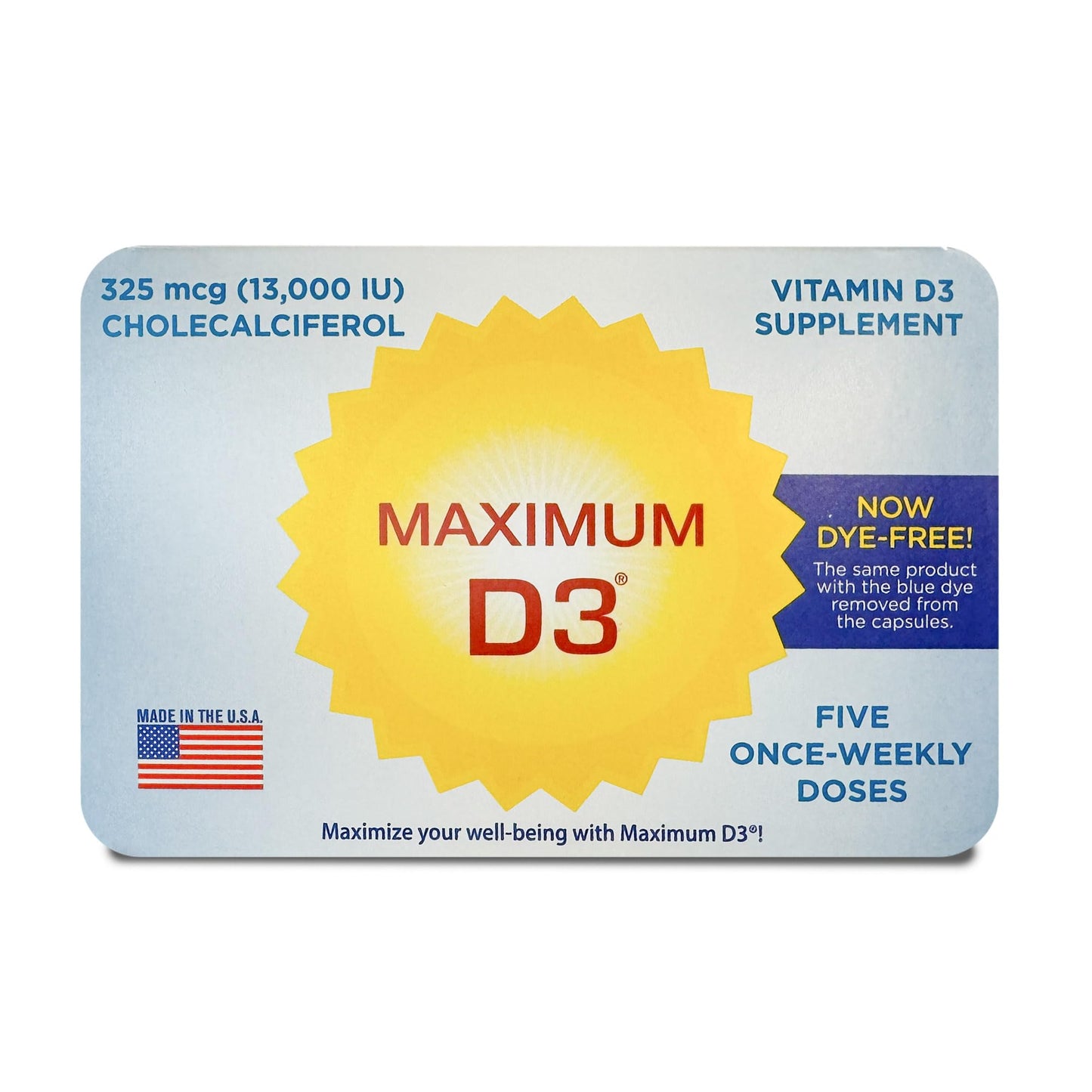 Tarjetas de cápsulas maximum d3 con 5 cápsulas por tarjeta
