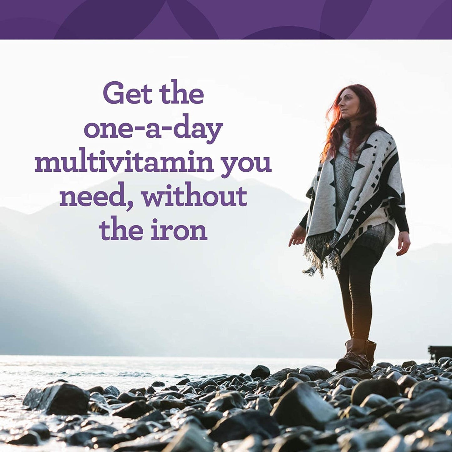 Texto destacando sin hierro multivitamínico Innate