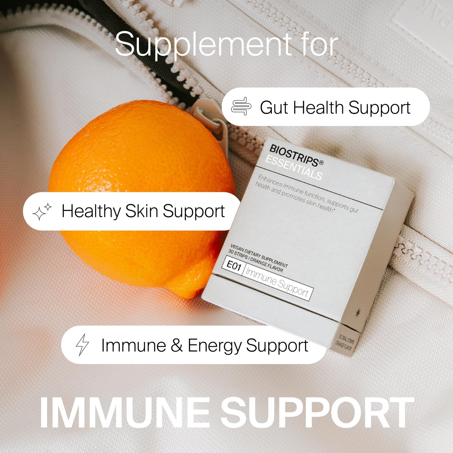 Tiras BIOSTRIPS vitamina C D zinc saúco cuidado inmune