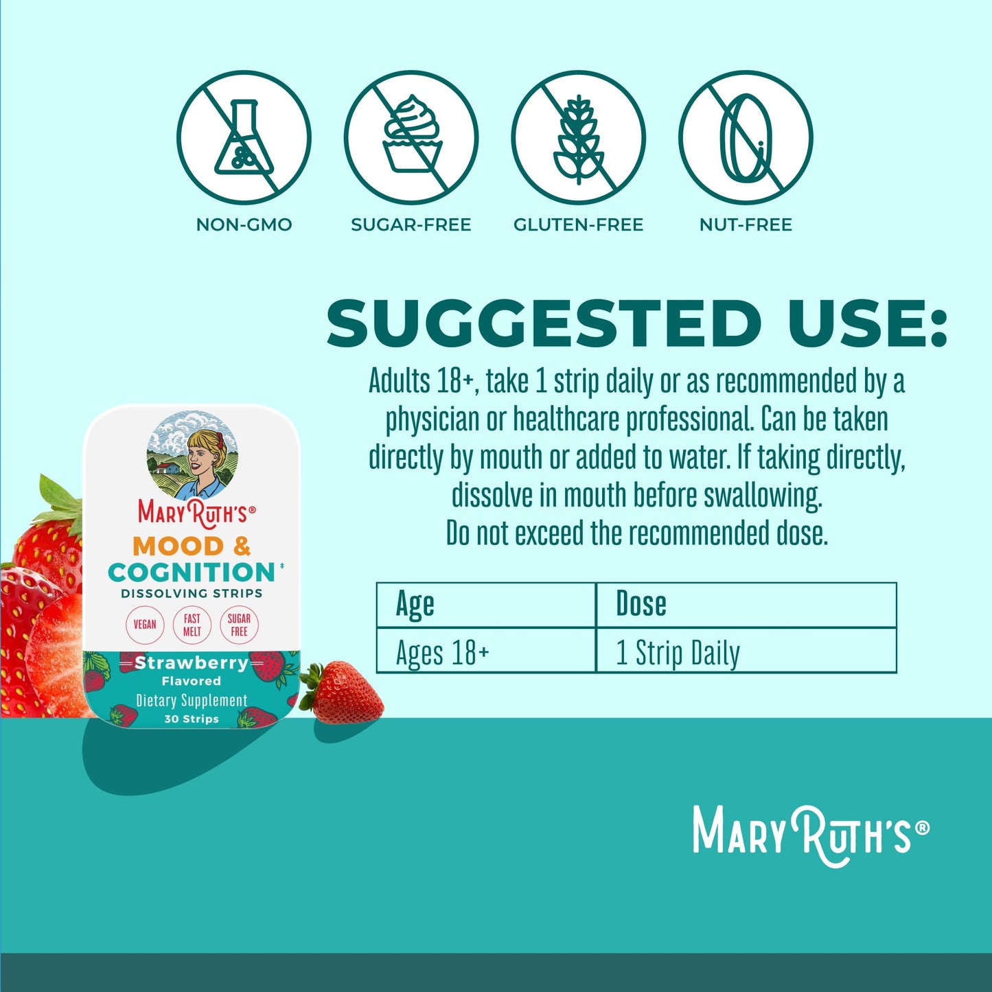 Tiras disolubles MaryRuth's con vitamina B12 y folato