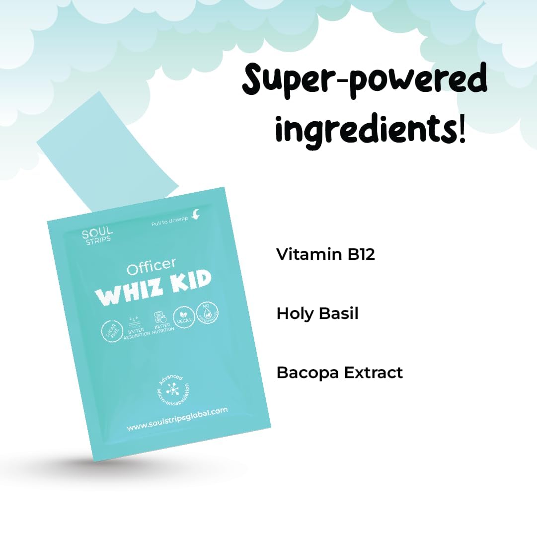 Tiras sin azúcar Soul Strips Officer Whiz Kid Bacopa Vitamina B12