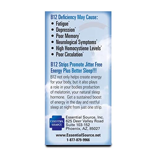 Tiras sublinguales Essential Source vitamina B12 biotina B6 y folato