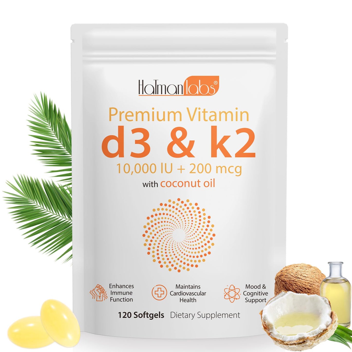 Botella suplemento Tooffi Vitamina D3 K2 120 cápsulas