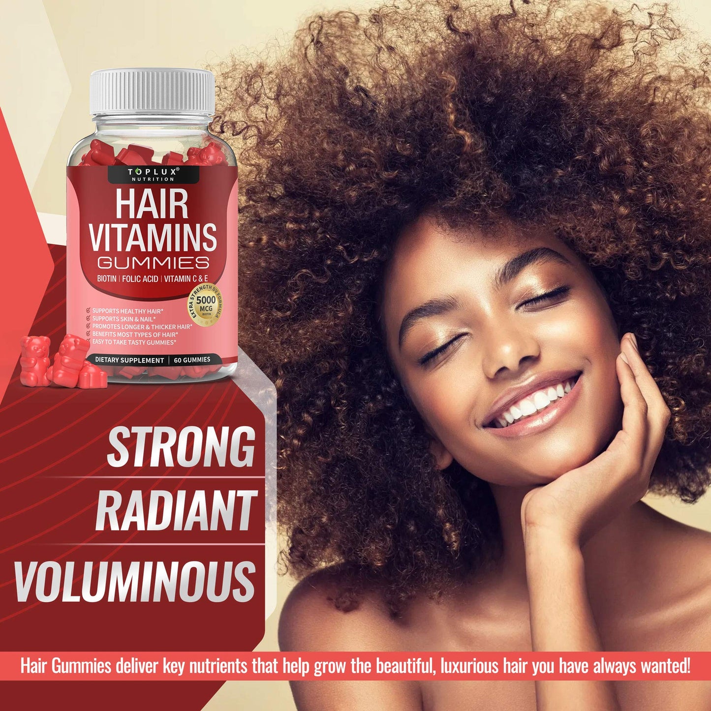 Toplux gominolas saludables para cabello piel y uñas en frasco