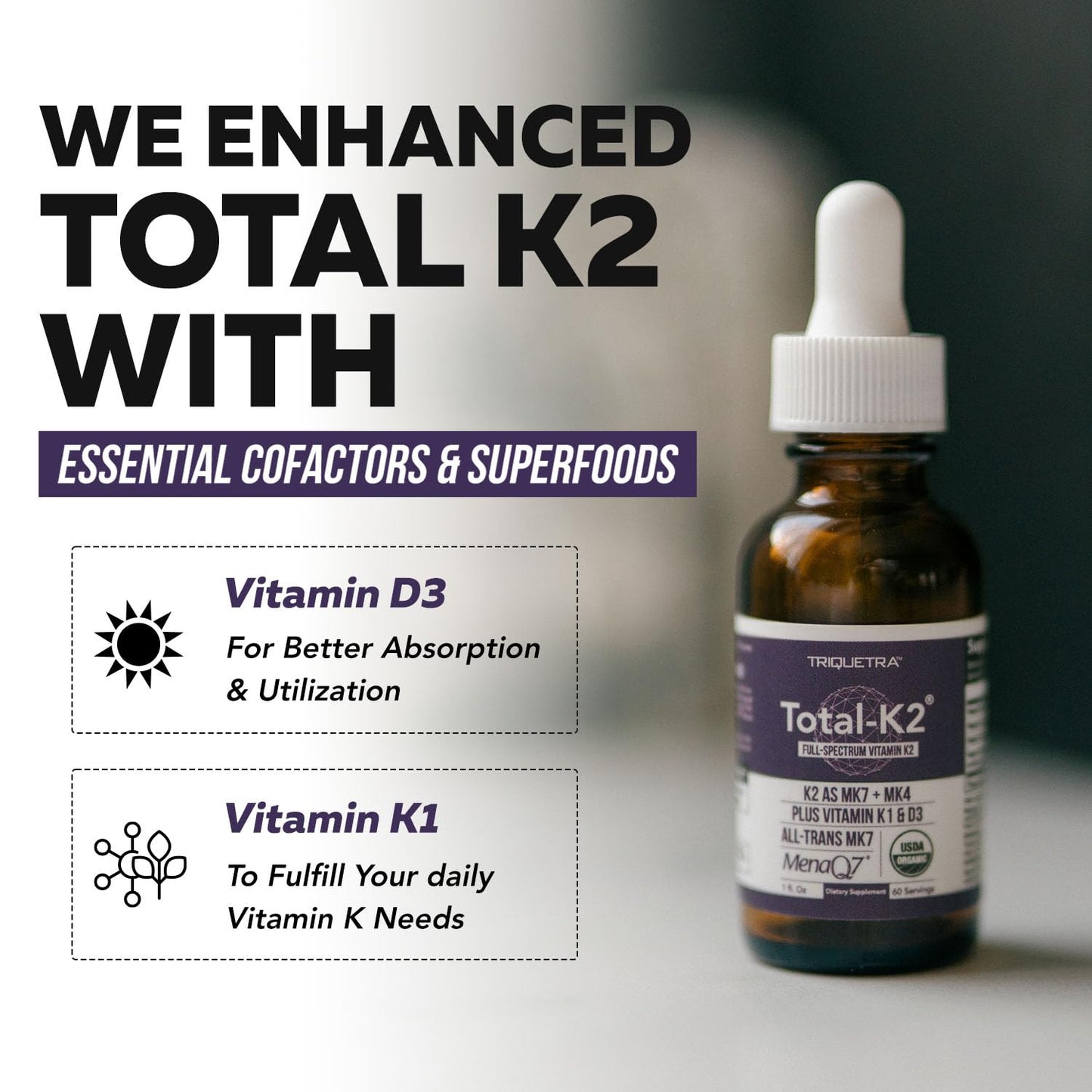 Total K2 gotas vitaminas K2 MK7 MK4 y D3 para salud ósea
