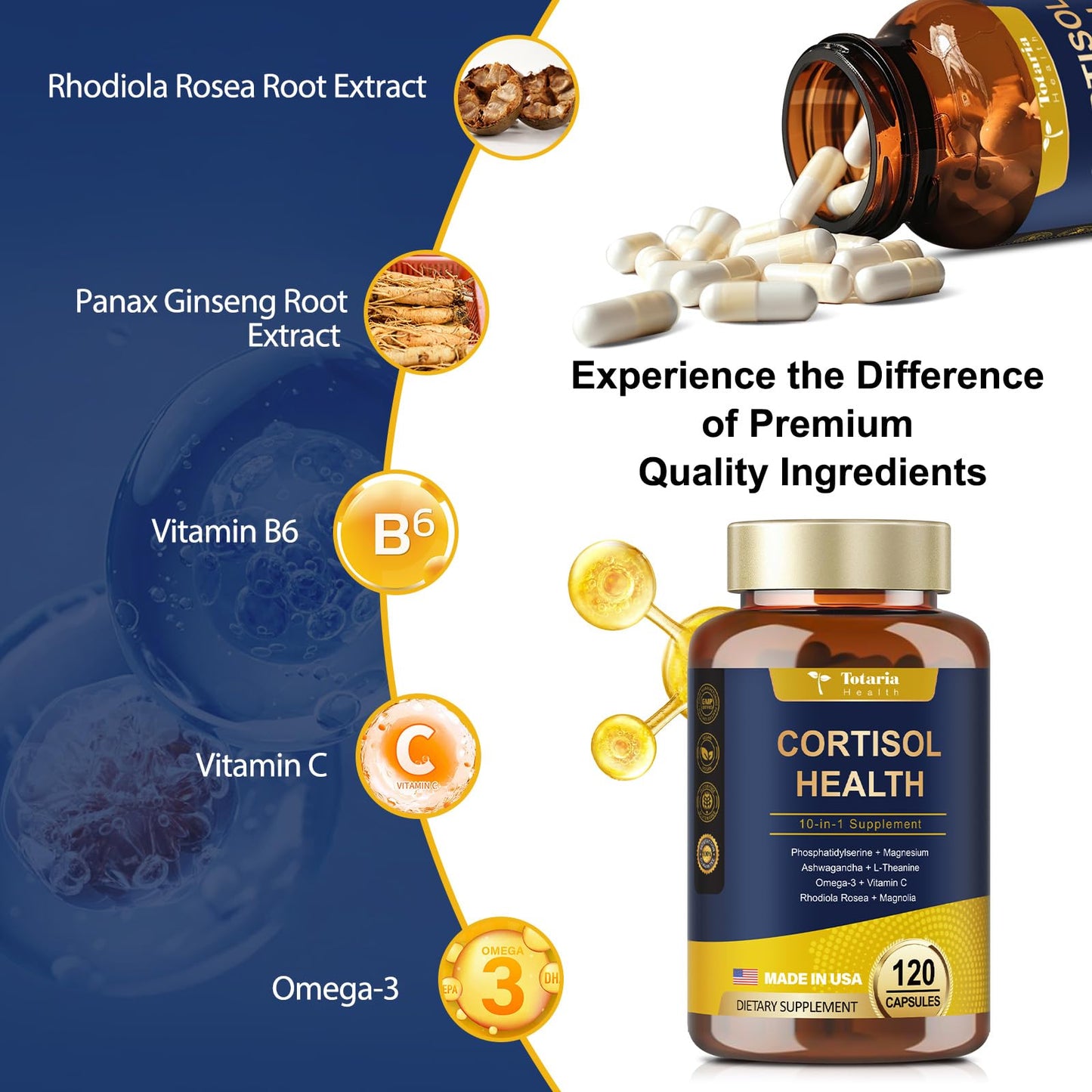 Totaria cápsulas Cortisol apoyo a metabolismo y natural