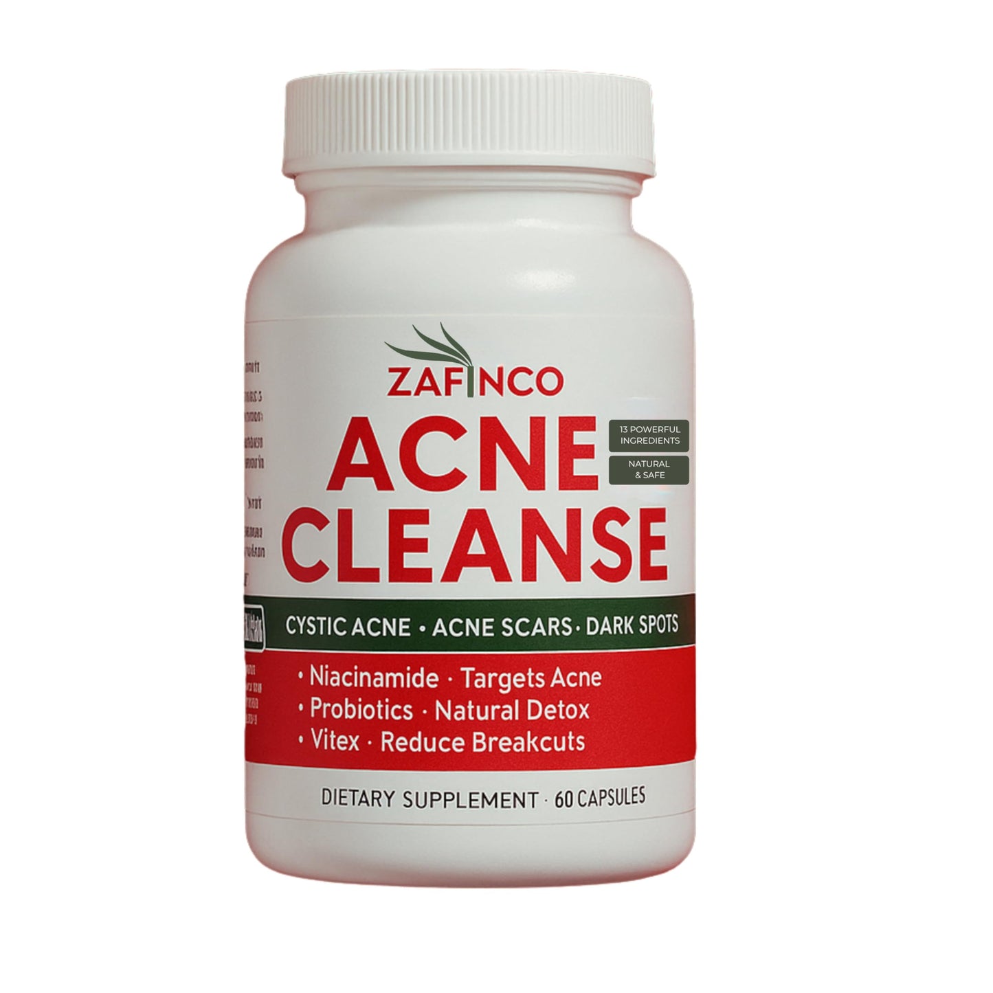 Tratamiento orgánico para acné con cápsulas ZAFiNCO