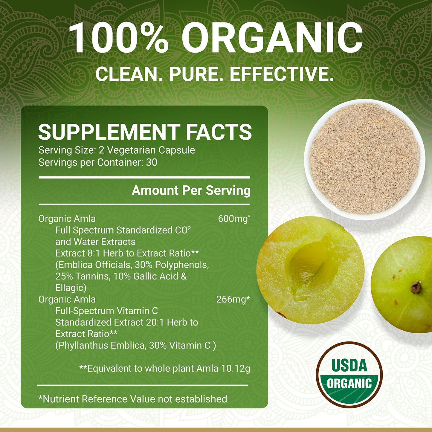 True Veda amla orgánico y vitamina C suplemento