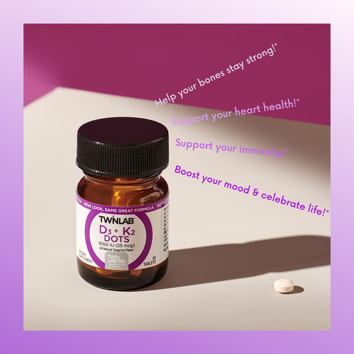 Botella Twinlab Vitamina D3 1000 & K2 Dots