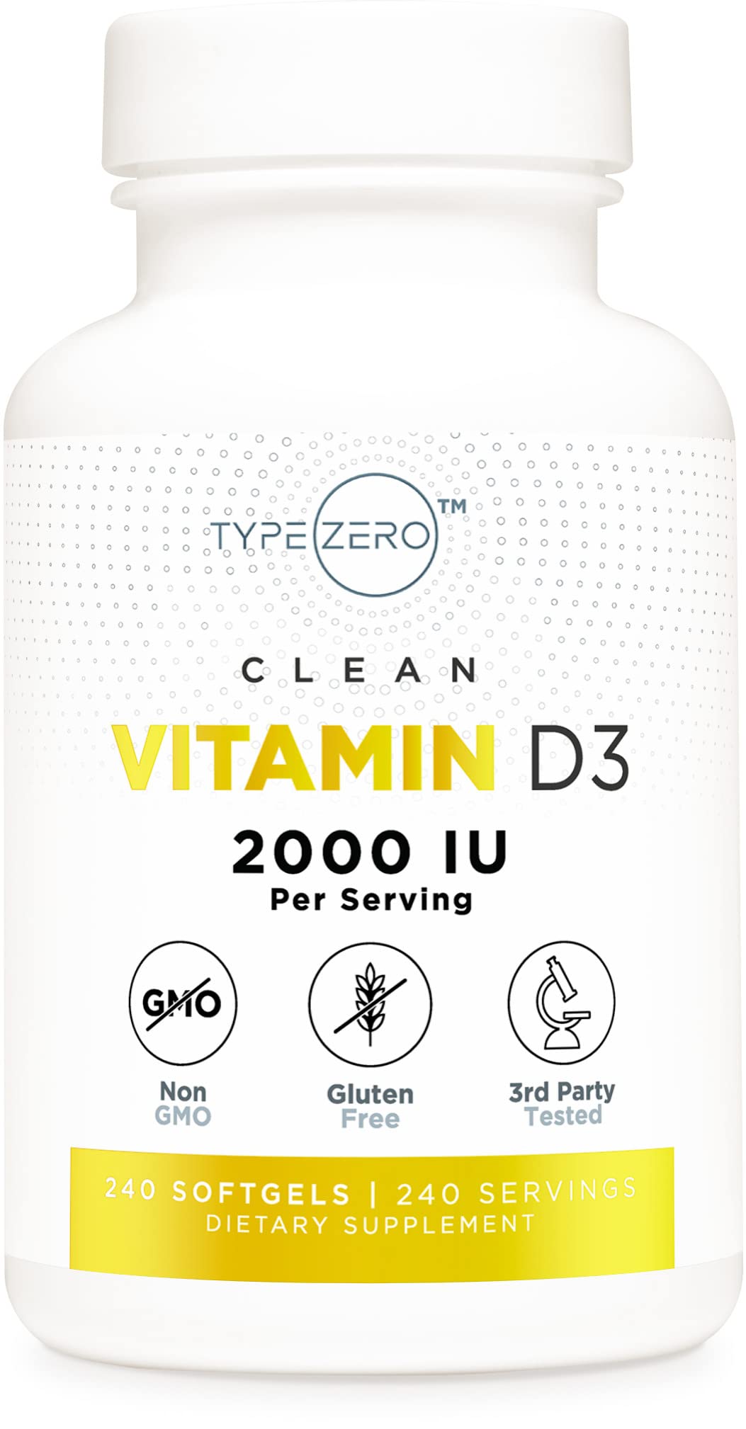 Type Zero vitamina d3 2000 iu 240 softgels botella