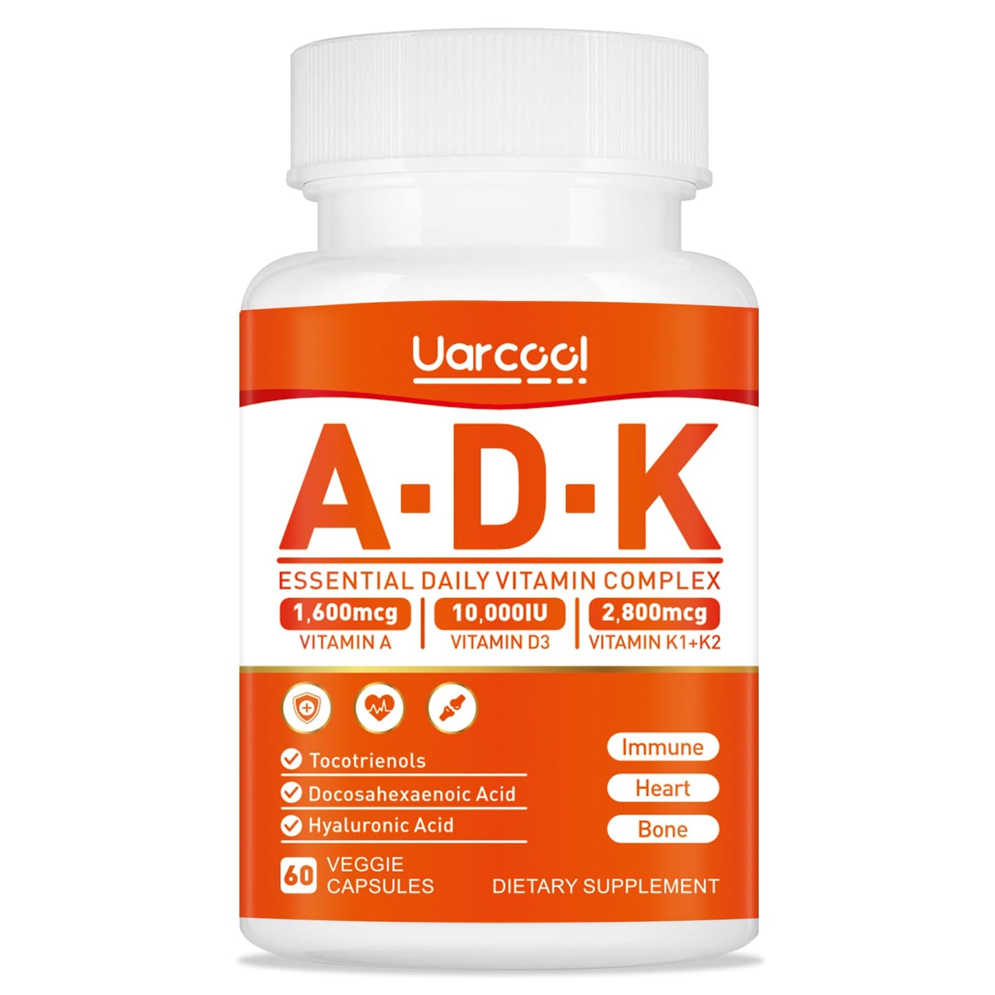Suplemento vitamínico Uarcool ADK cápsulas salud huesos corazón