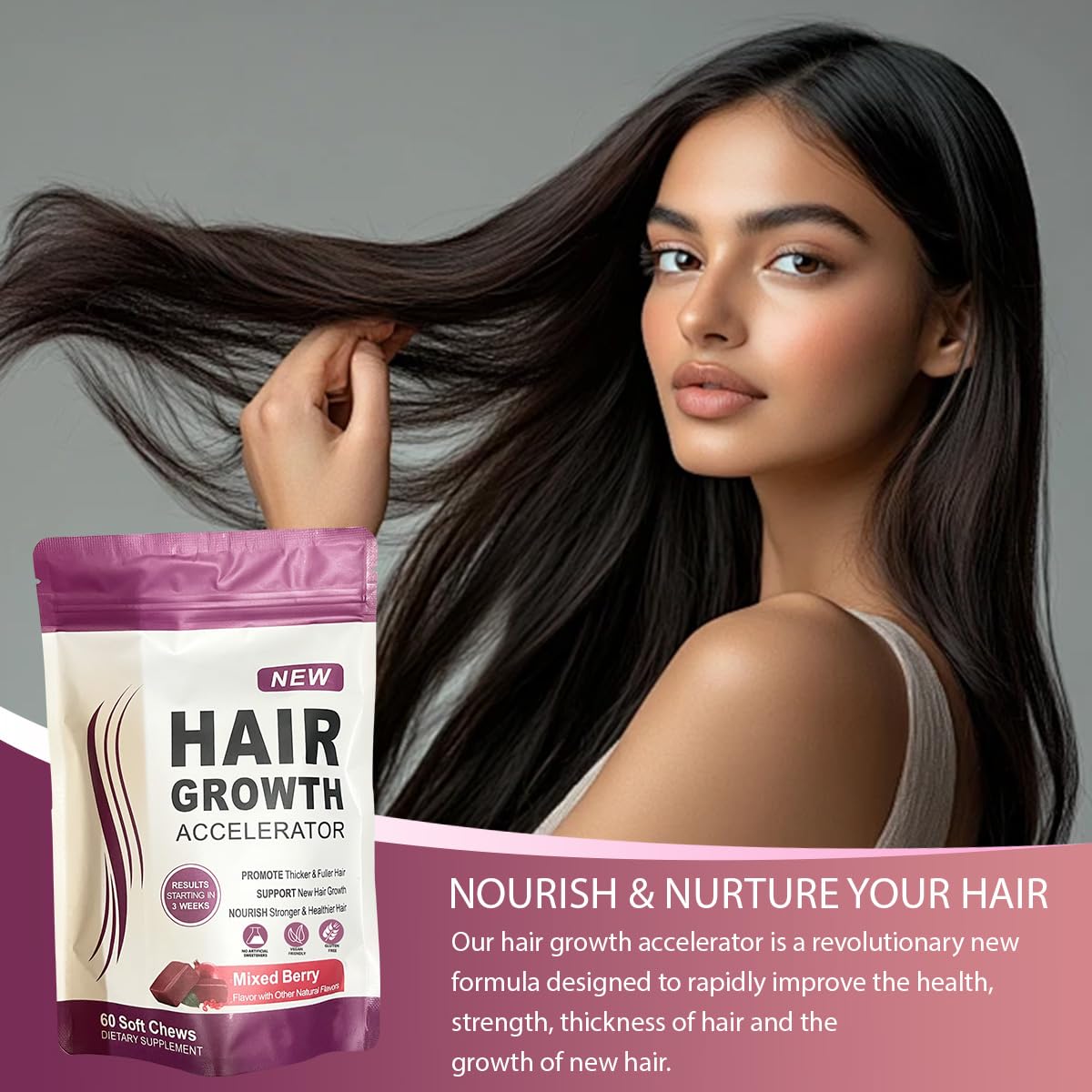 Umizze suplemento con sabor mezcla berries para cabello
