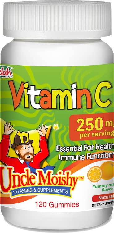 Uncle Moishy gomitas vitamina c 250 mg 120 unidades envase naranja