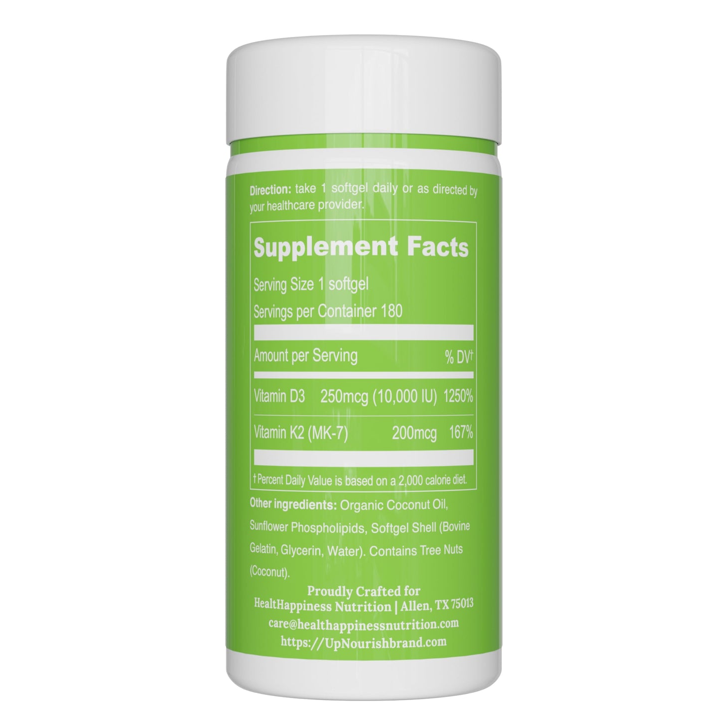 upnourish suplemento de vitamina d3 k2 cuidado