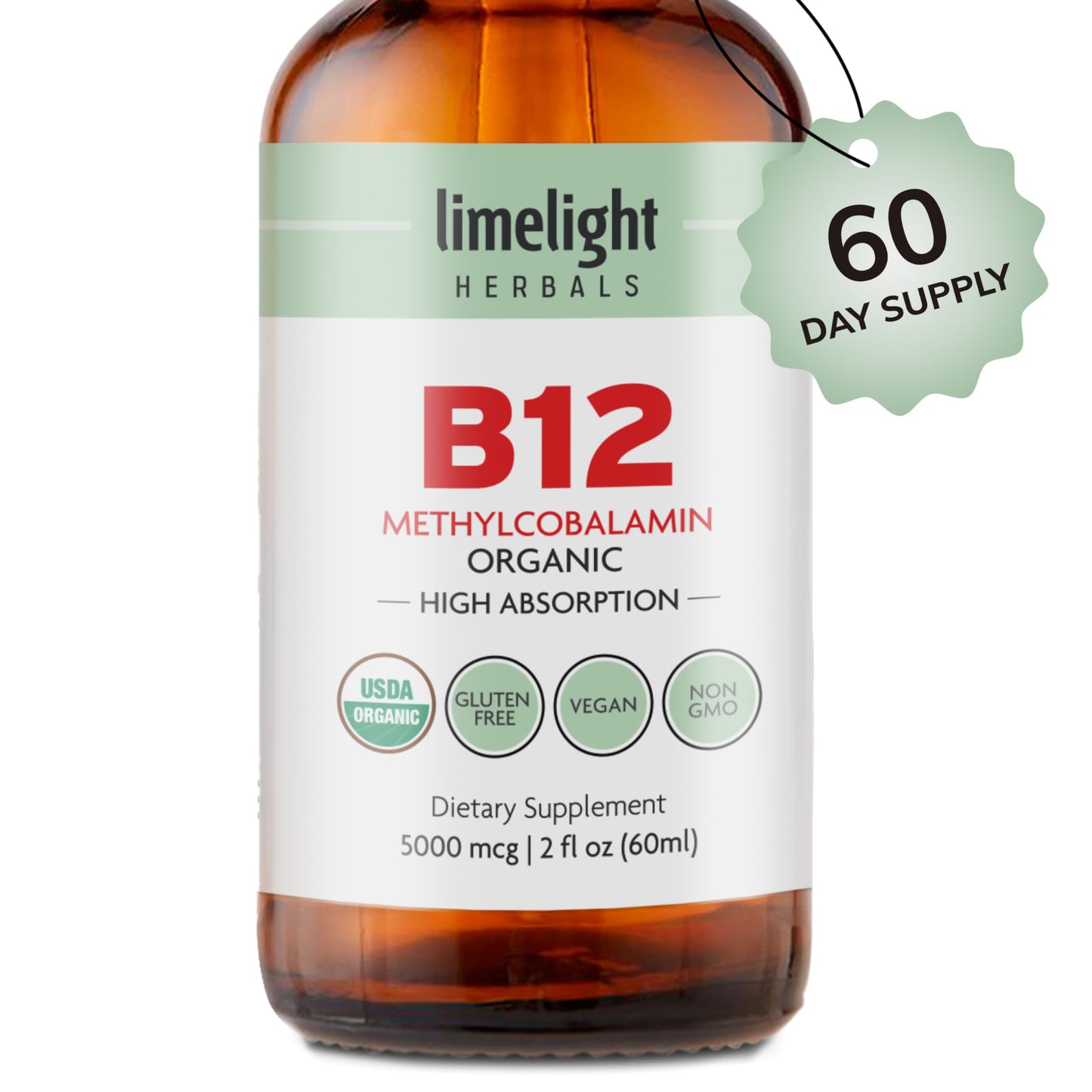 Uso gotas vitamina b12 5000 mcg líquido Limelight Herbals orgánico
