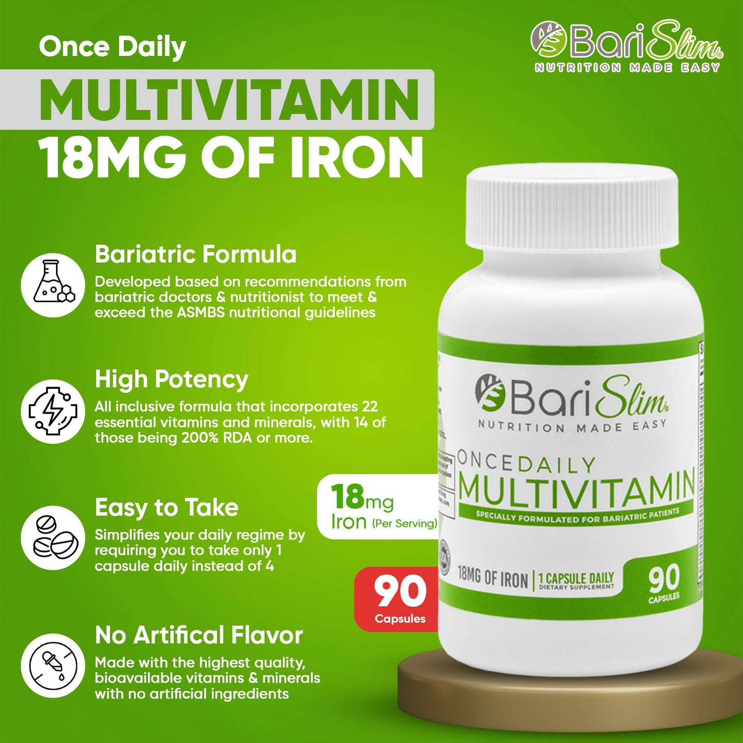 Uso sugerido de multivitaminas BariSlim bariátrico