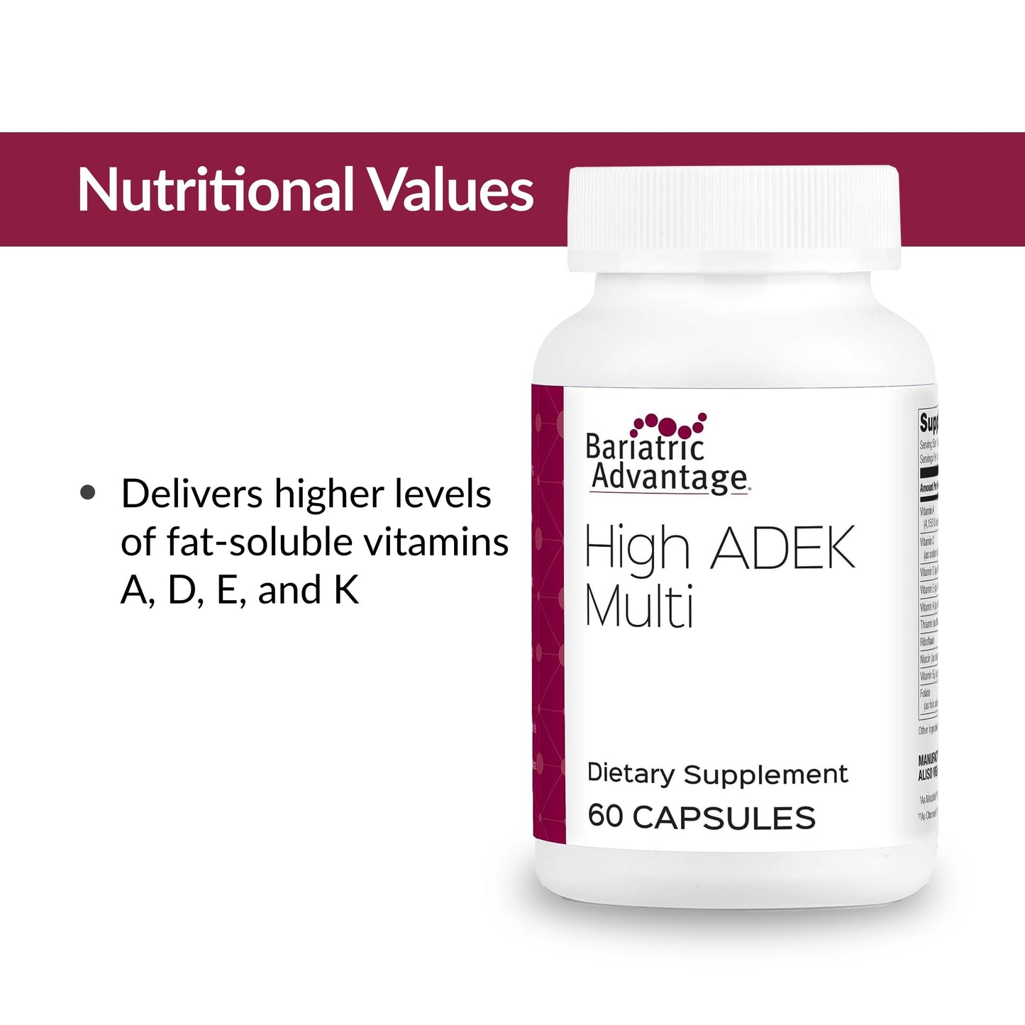 Valores nutricionales del multivitamínico ADEK