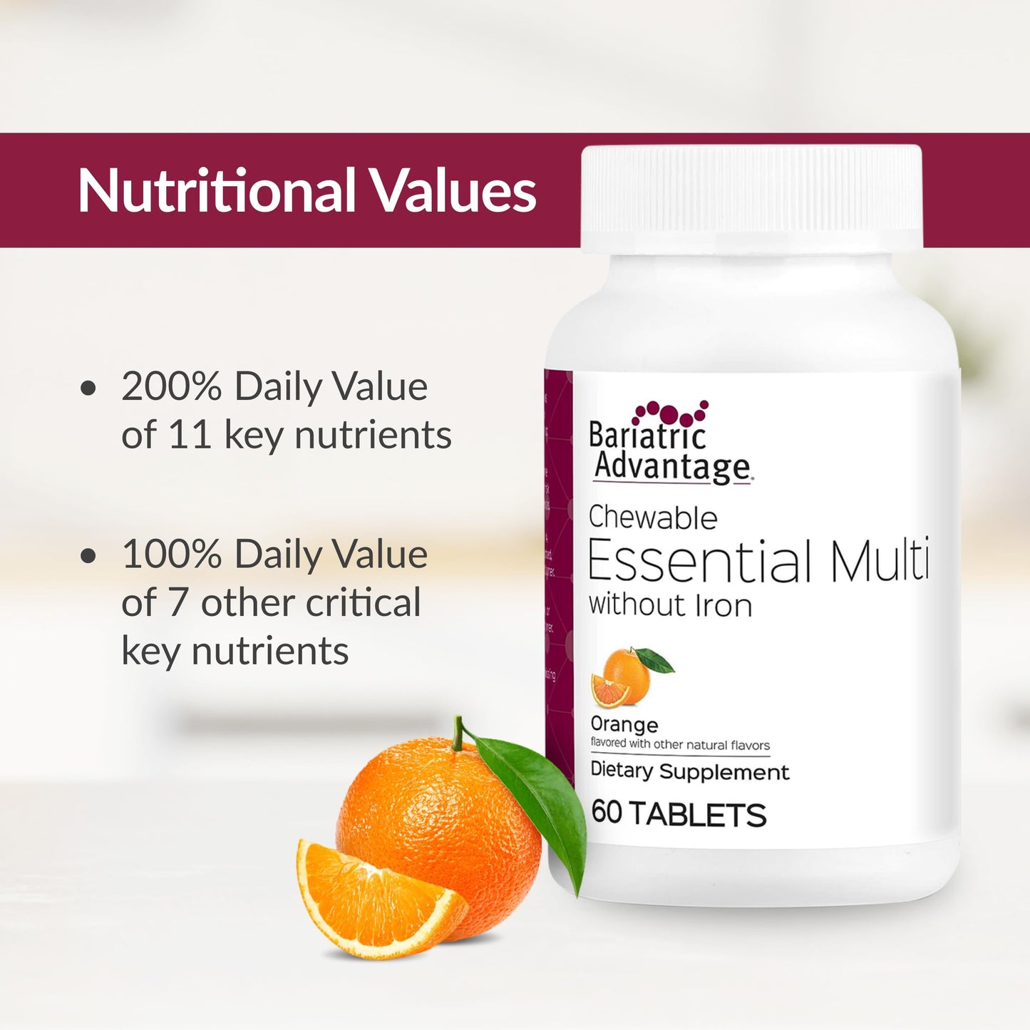 valores nutricionales multivitaminas bariatric advantage sin hierro