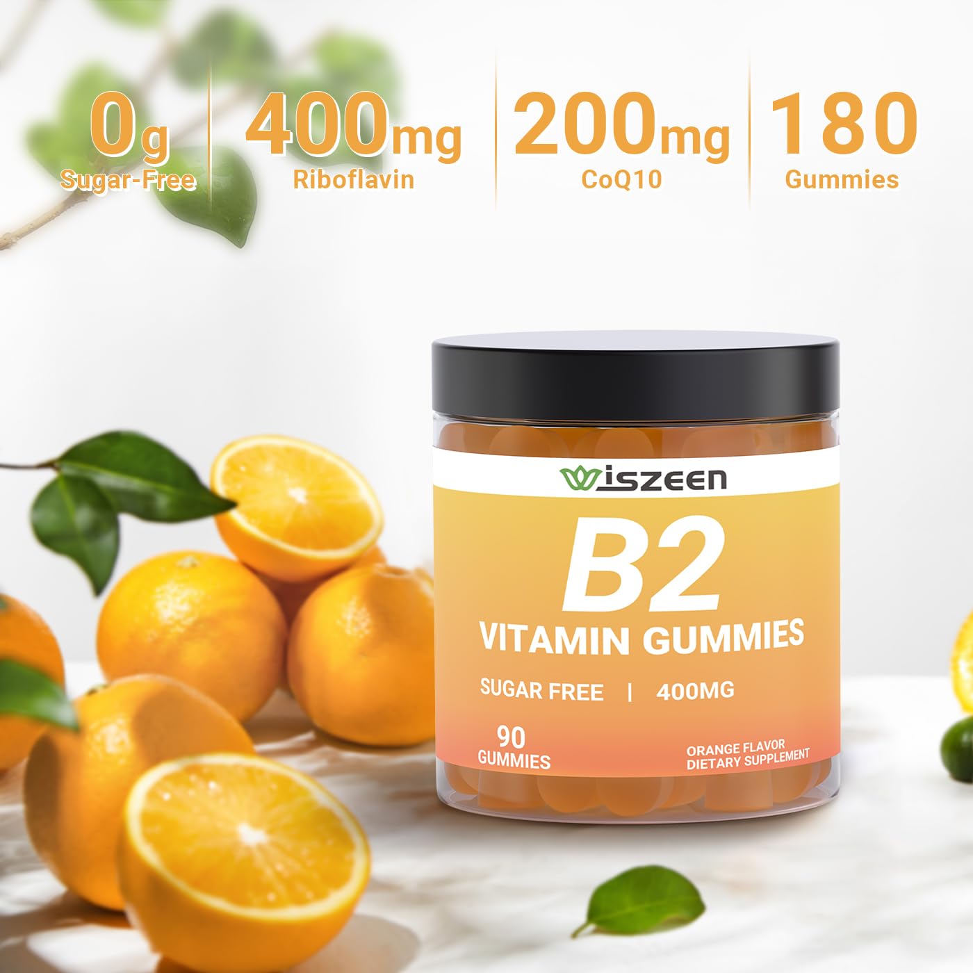 vaso con gomitas riboflavina wiszeen 400mg