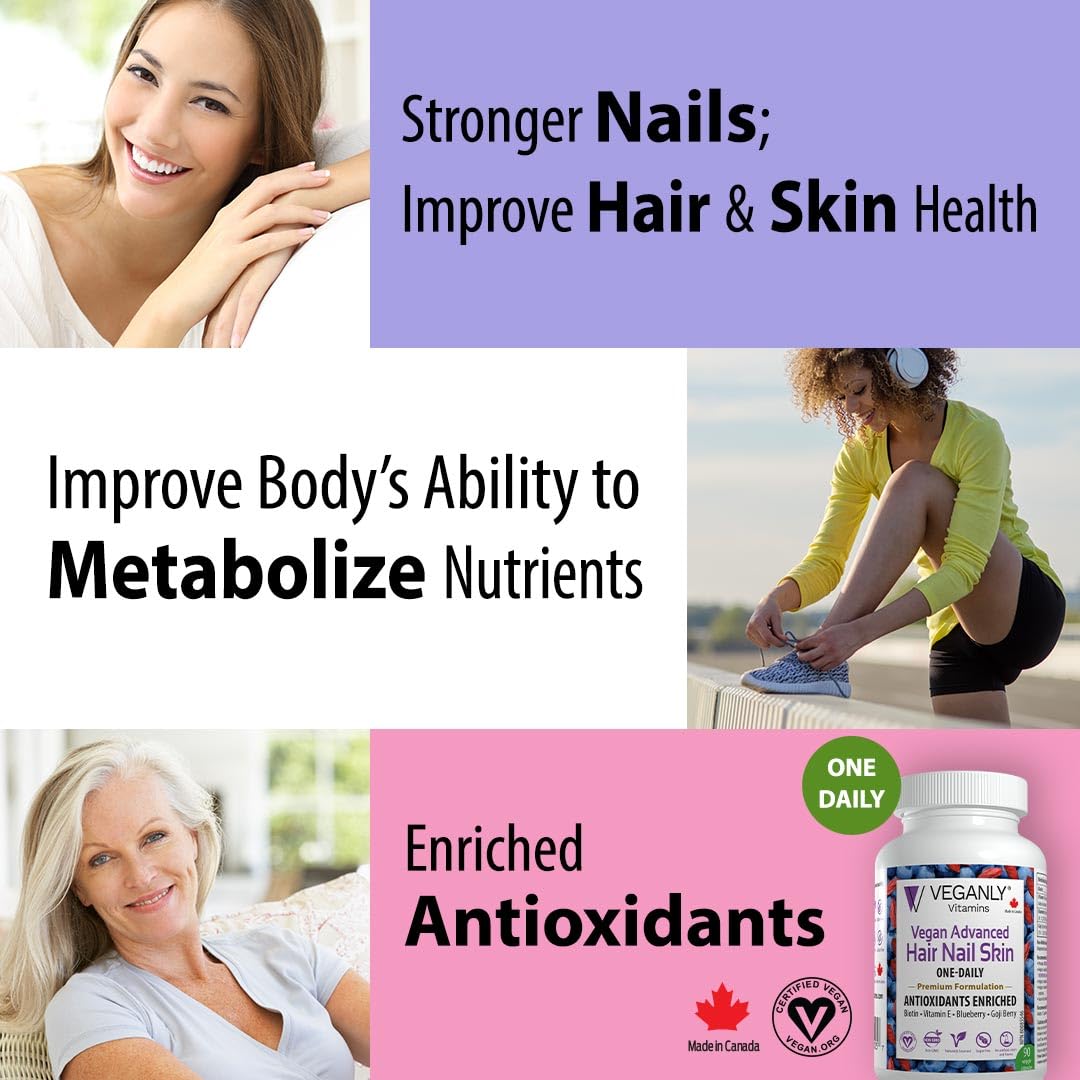 VEGANLY vitaminas con biotina y antioxidantes naturales para belleza