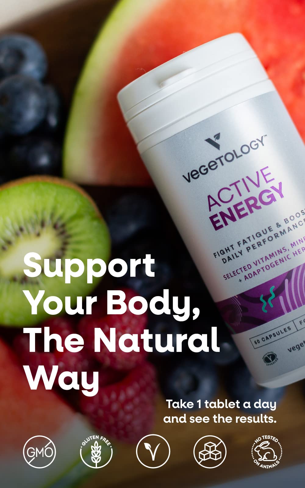 Vegano suplemento VEGETOLOGY multivitamínico sin gluten