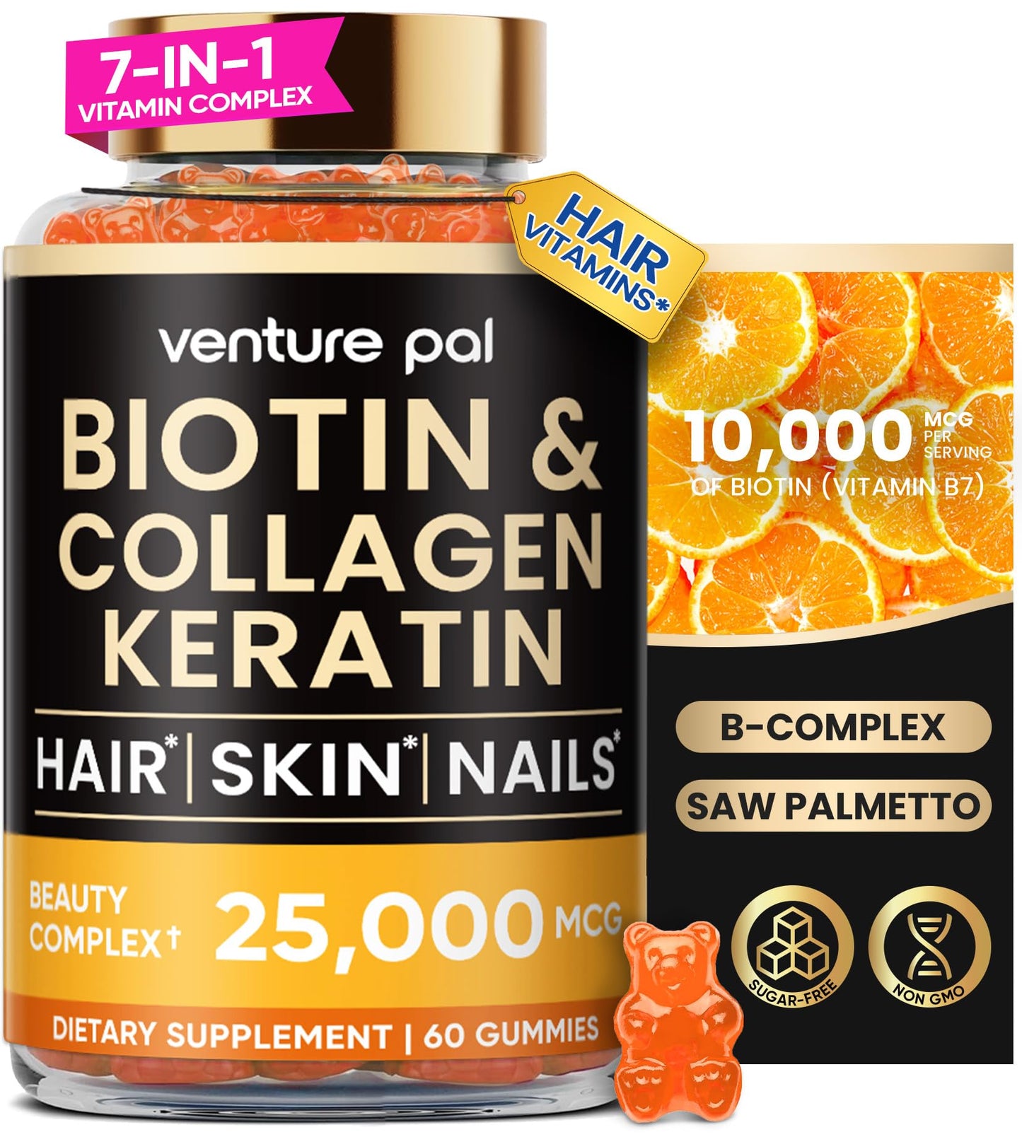 Gomitas Venture Pal colágeno biotina y queratina para cabello y piel