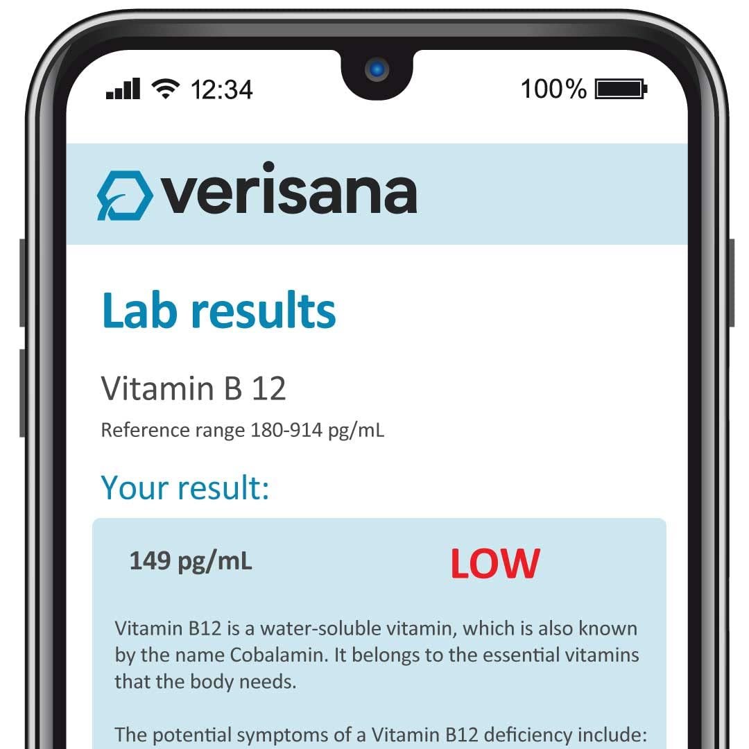 Kit completo de Verisana para análisis de vitaminas B con instrucciones