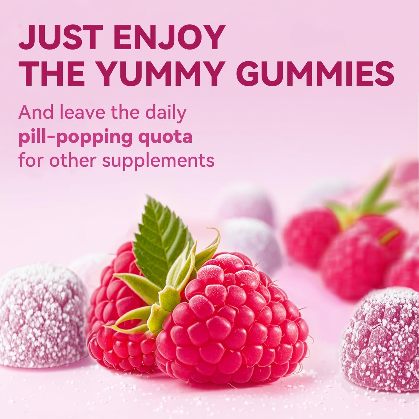 Gomitas sabor natural a frambuesa vitamina B7 biotina