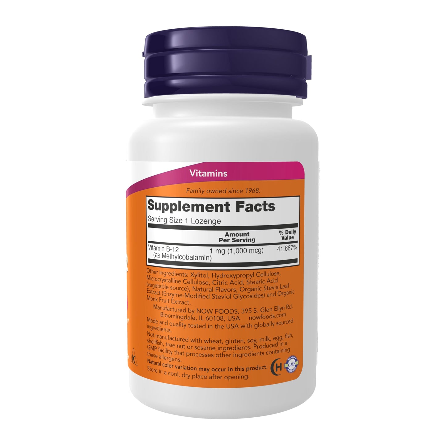 Vista cercana pastillas Metil B-12 1000 mcg