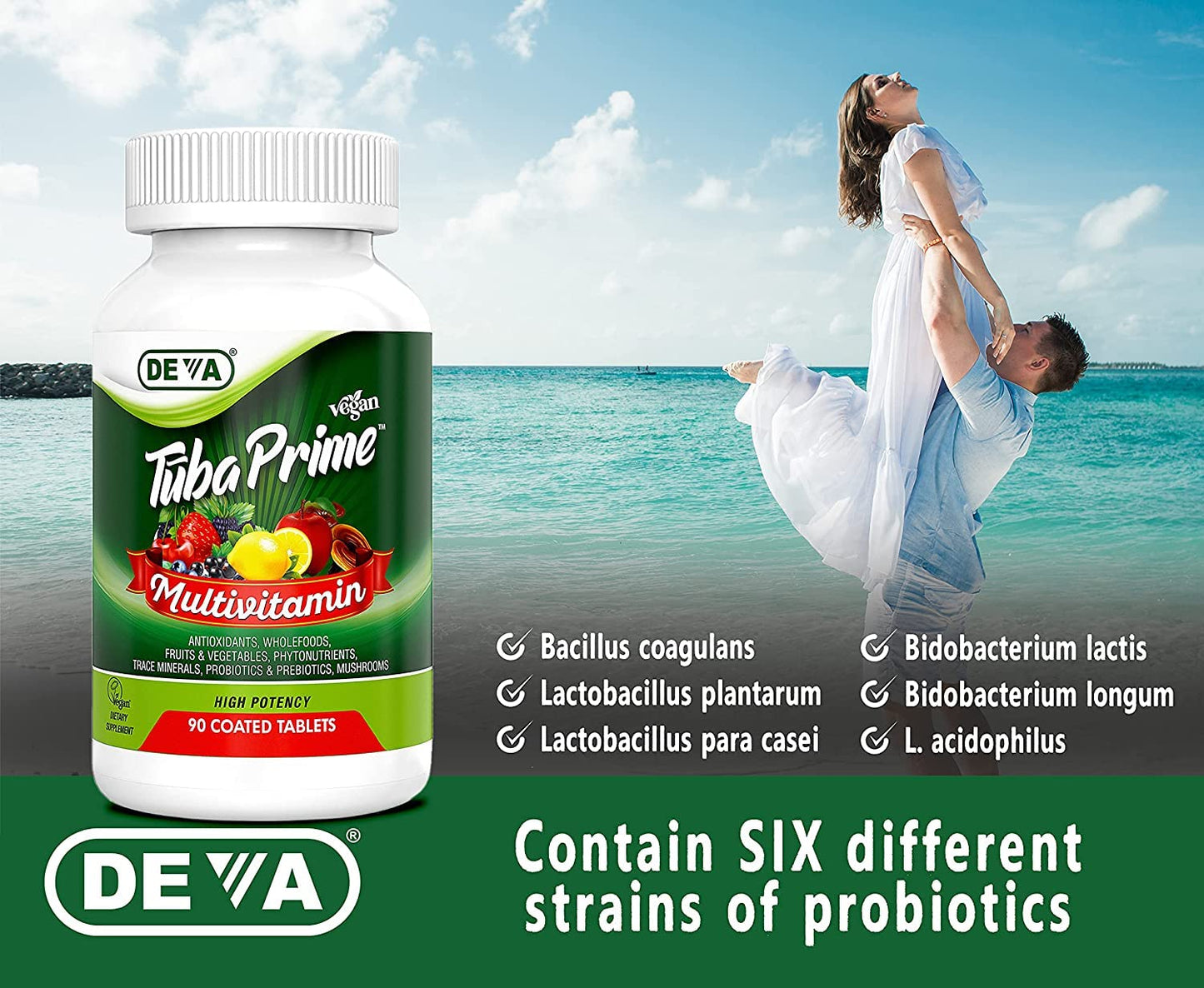 Vista frente al mar DEVA Tuba Prime multivitaminas