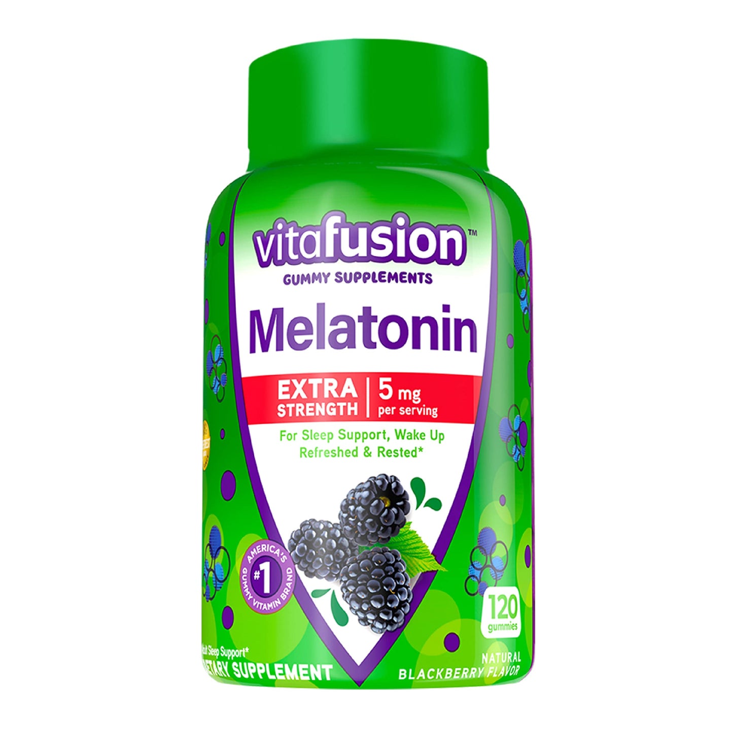 Vista frontal gomitas Vitafusion melatonina sueño natural