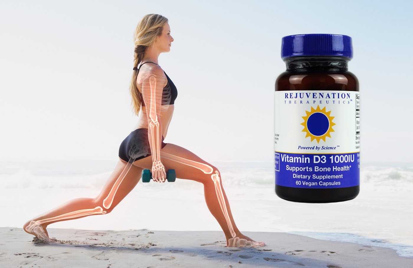 Vista inferior botella vitaminas d3 Rejuvenation Therapeutics