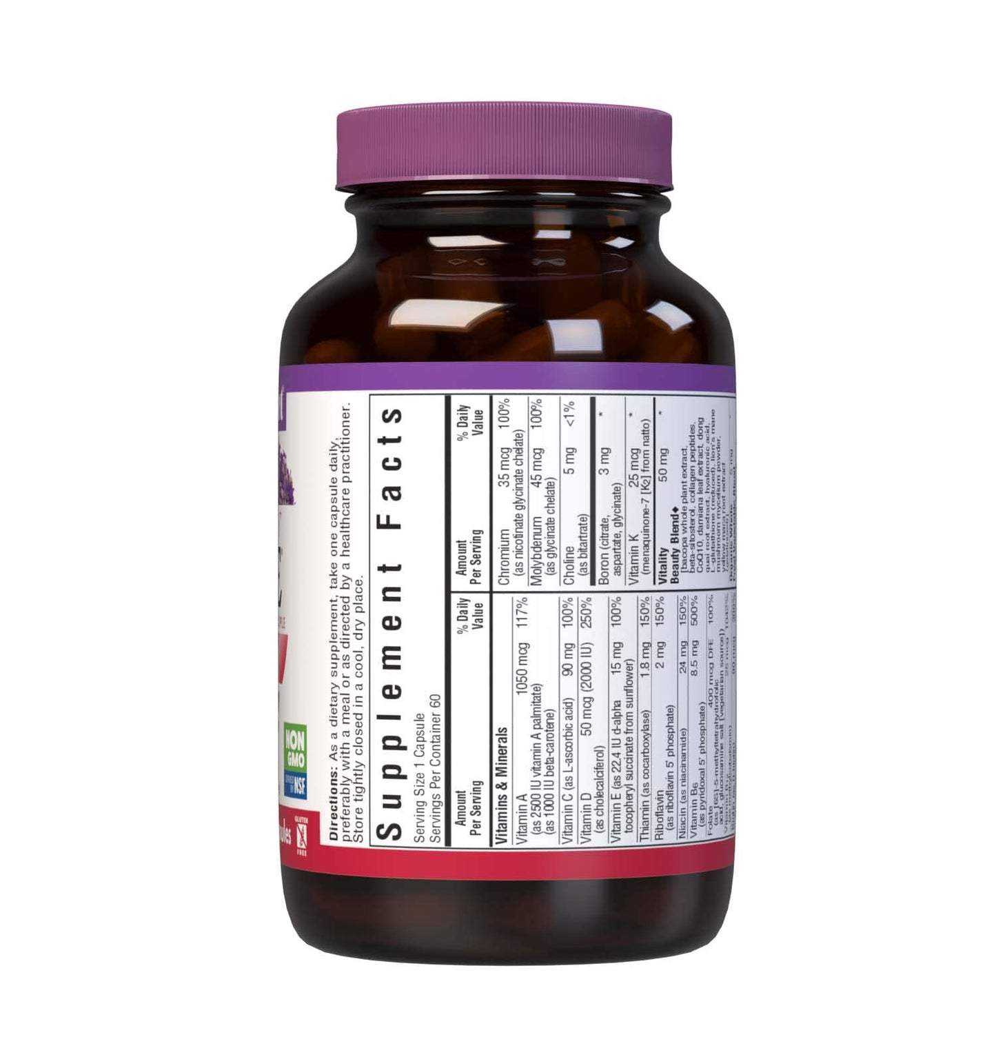 Vista lateral de Bluebonnet Ladies’ ONE 40+ multivitaminas