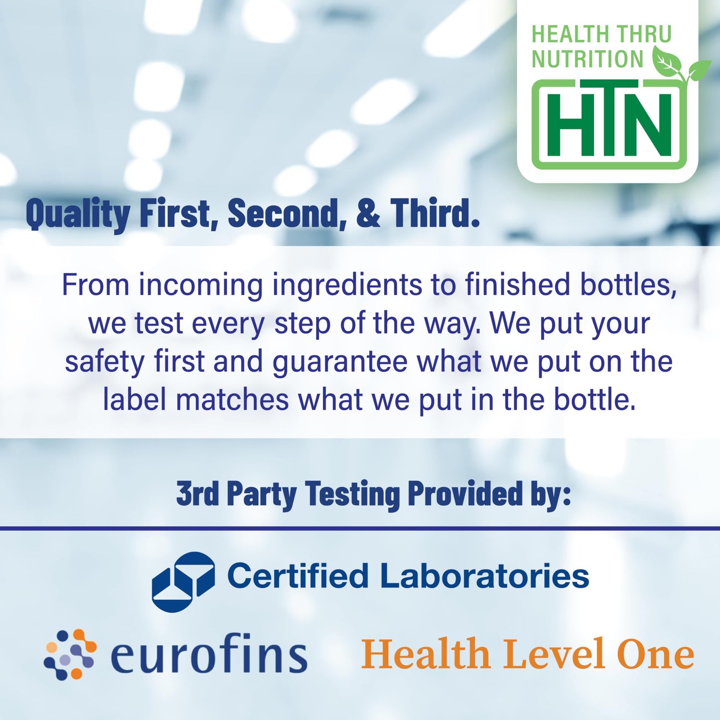Vista lateral botella Health Thru Nutrition suplemento inositol
