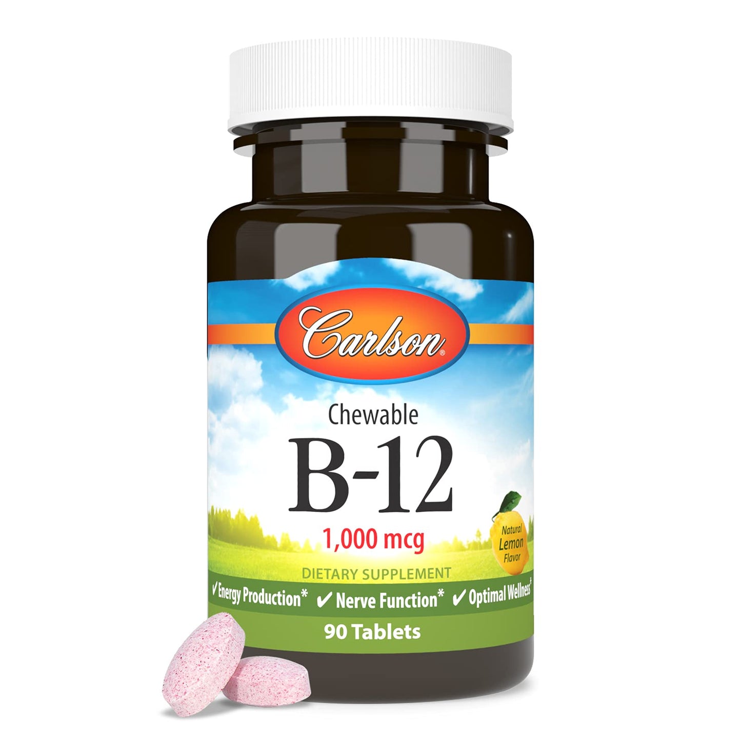 Vista lateral caja Carlson vitamina B12 B-complex