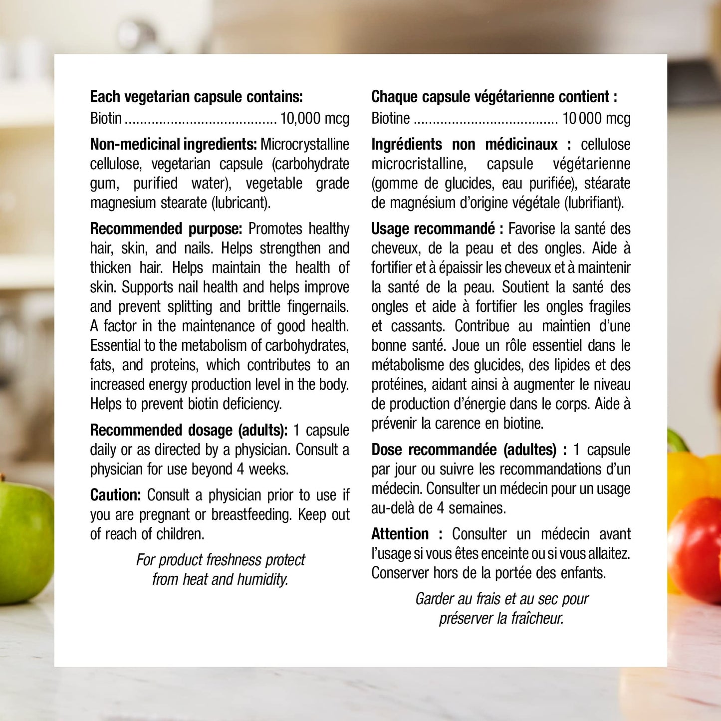 Vista lateral envase suplemento biotina Webber Naturals