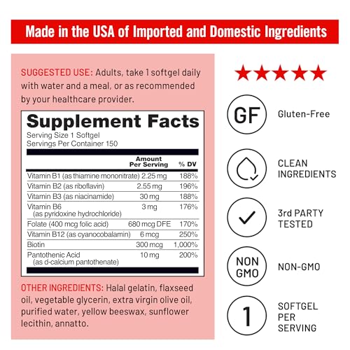 Vista lateral NatureWise complejo vitamínico B 150 softgels