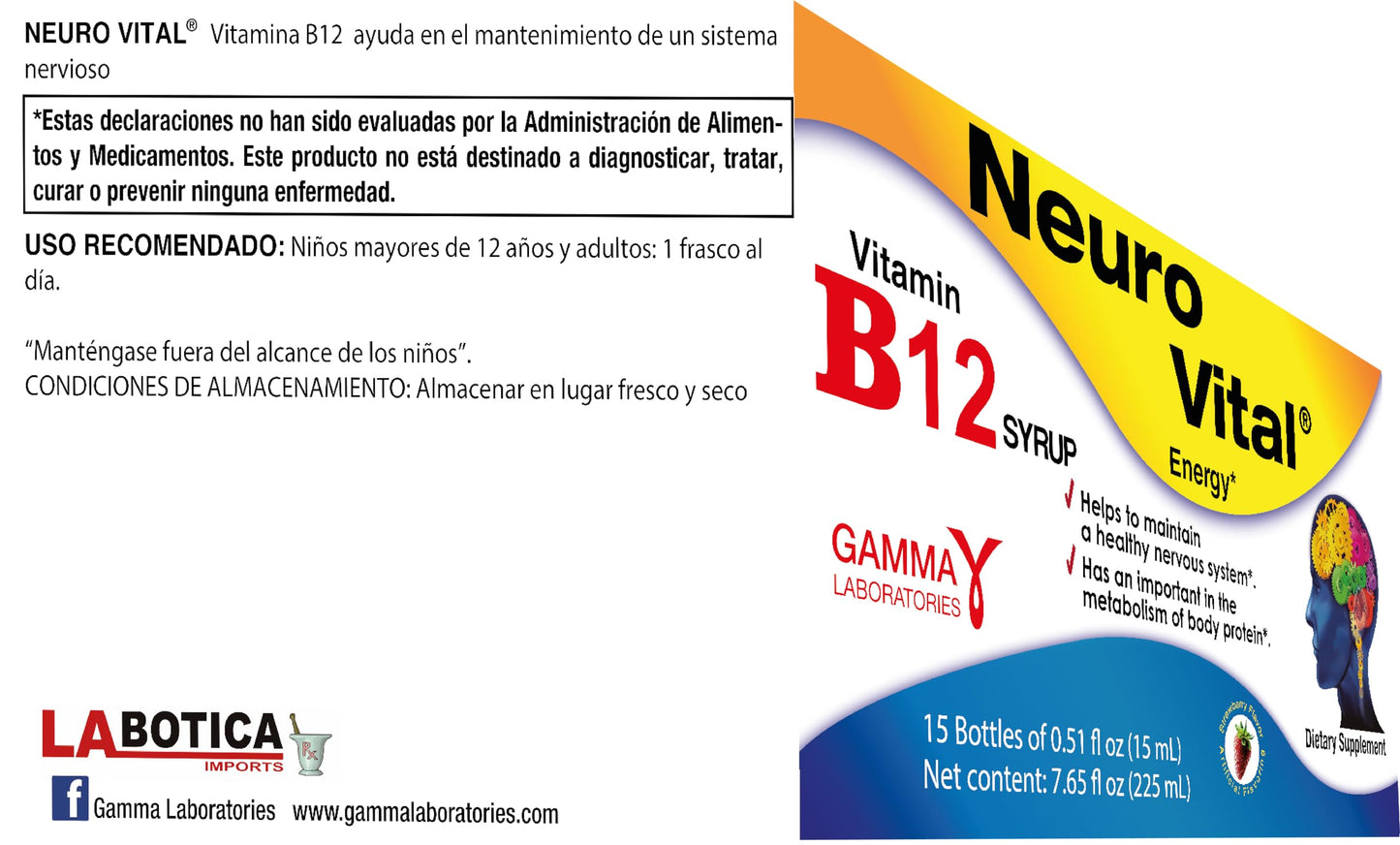 Vista de paquete Neuro Vital 15 botellas