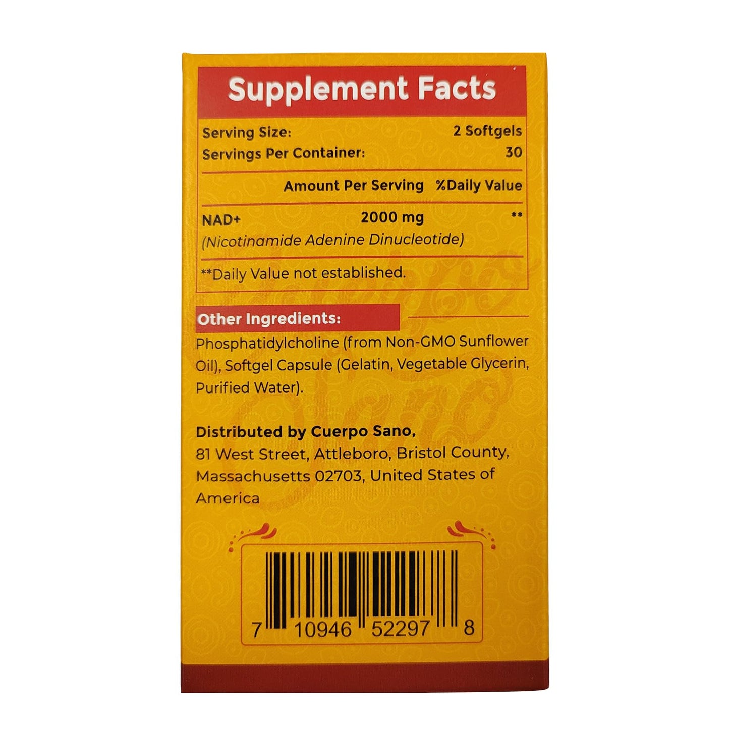 Vista superior suplemento NAD+ liposomal Cuerpo Sano