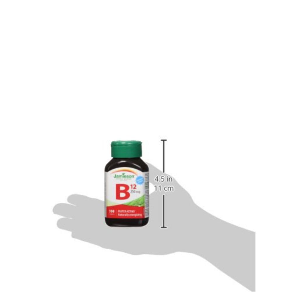 Vista trasera Jamieson vitamina B12 100 tabletas