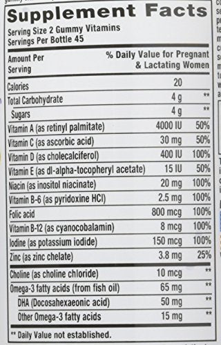 Vitafusion gomitas prenatales con omega-3 DHA para embarazo