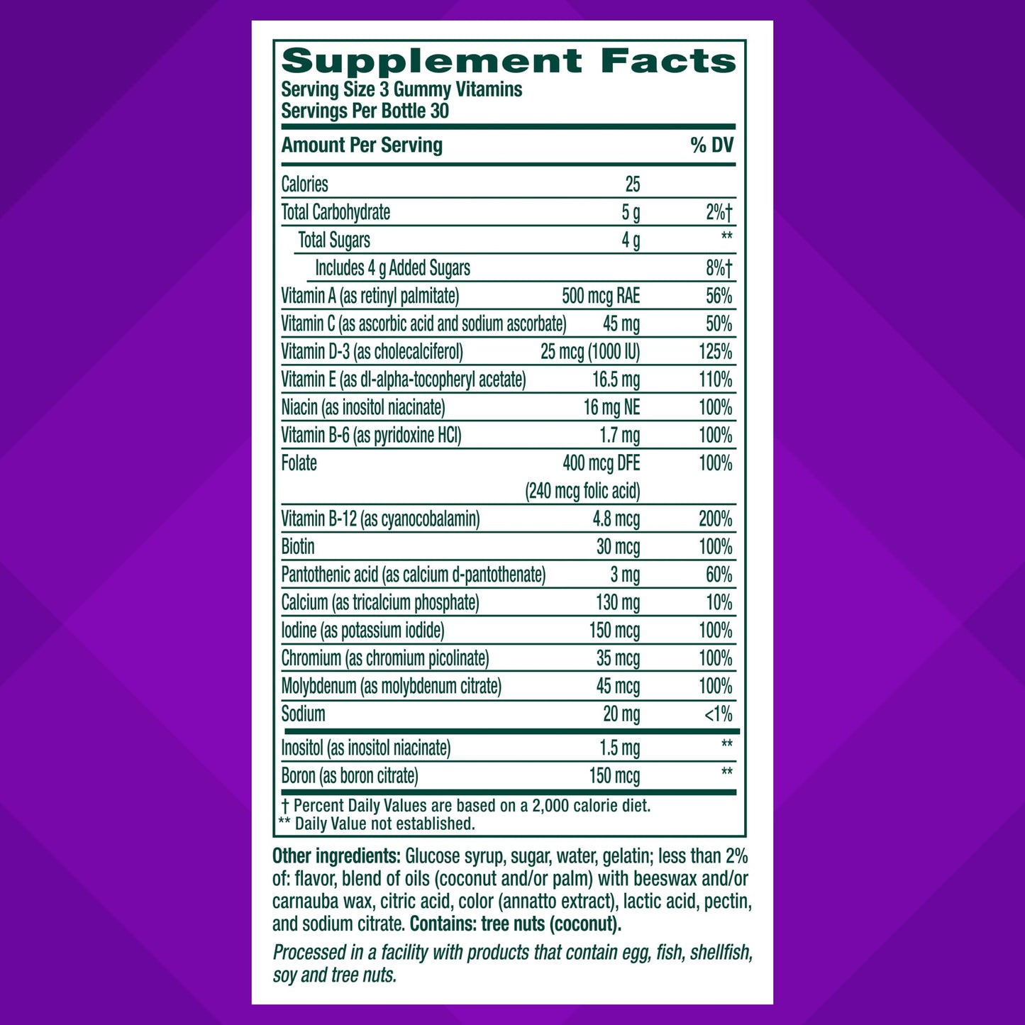 Vitafusion multivites con 100% valor diario nutrientes