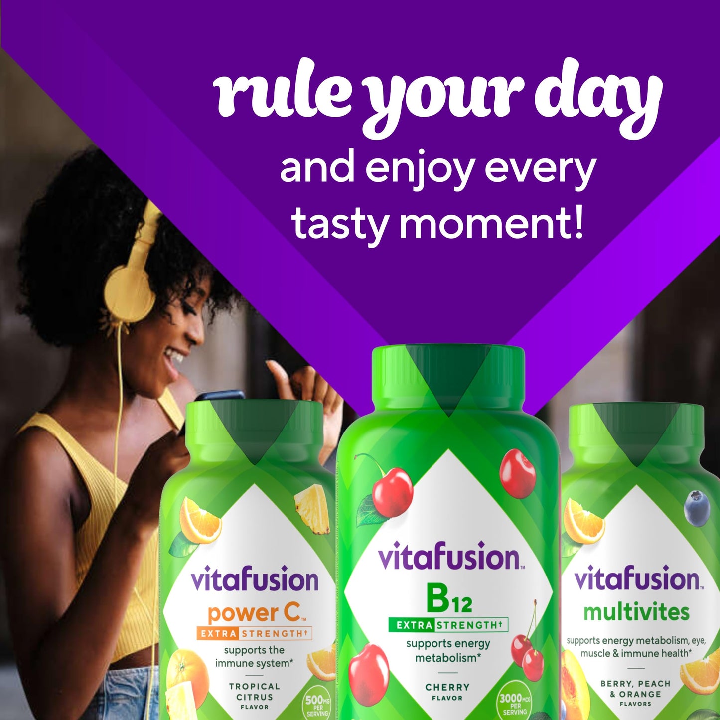 Vitaminas masticables Vitafusion B12 sabor cereza 90 unidades
