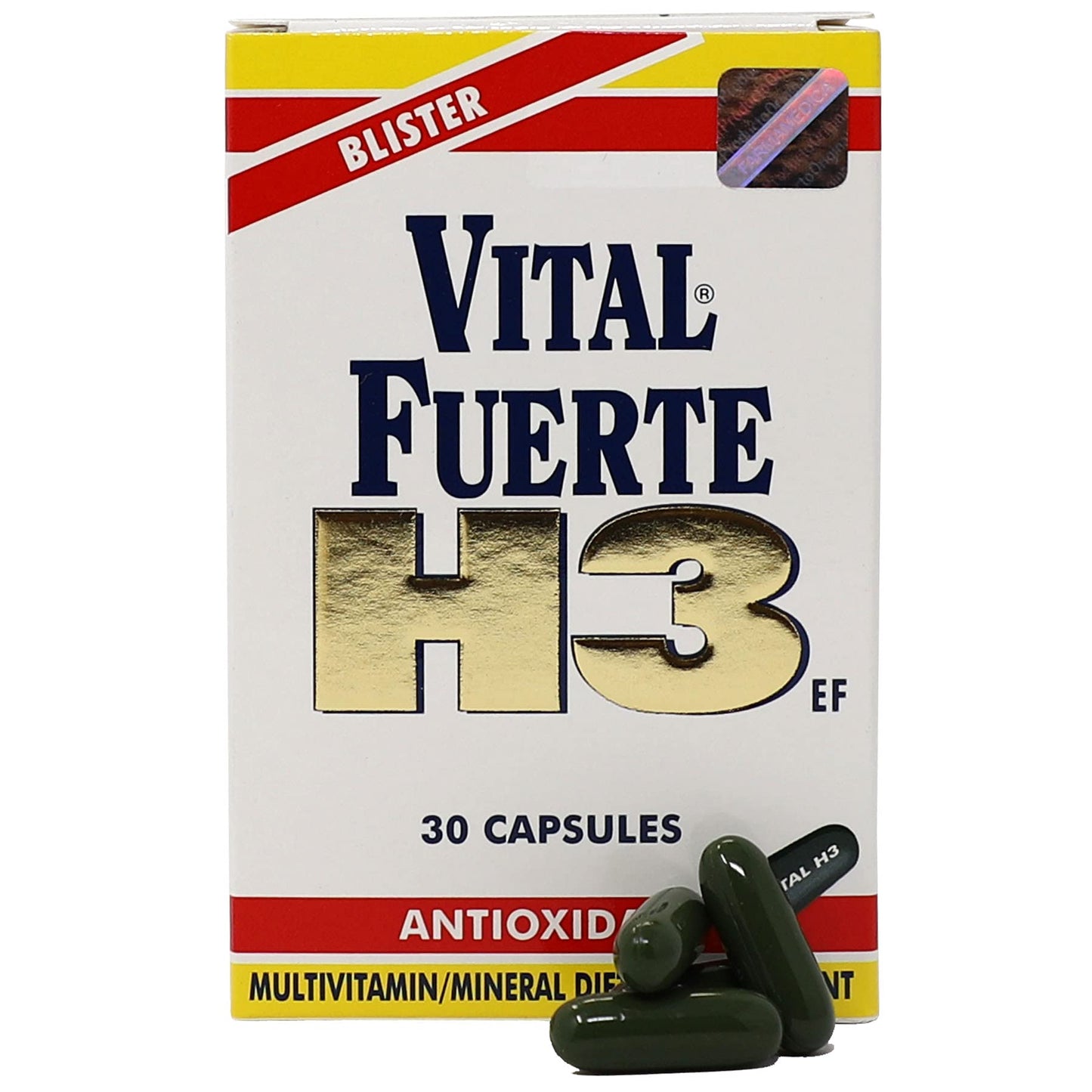 Envase de Vital Fuerte H3, 30 cápsulas antioxidante