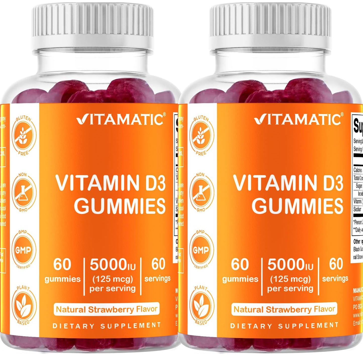 Vitamatic gominolas vitamina d3 5000 ui 120 piezas sabor fresa