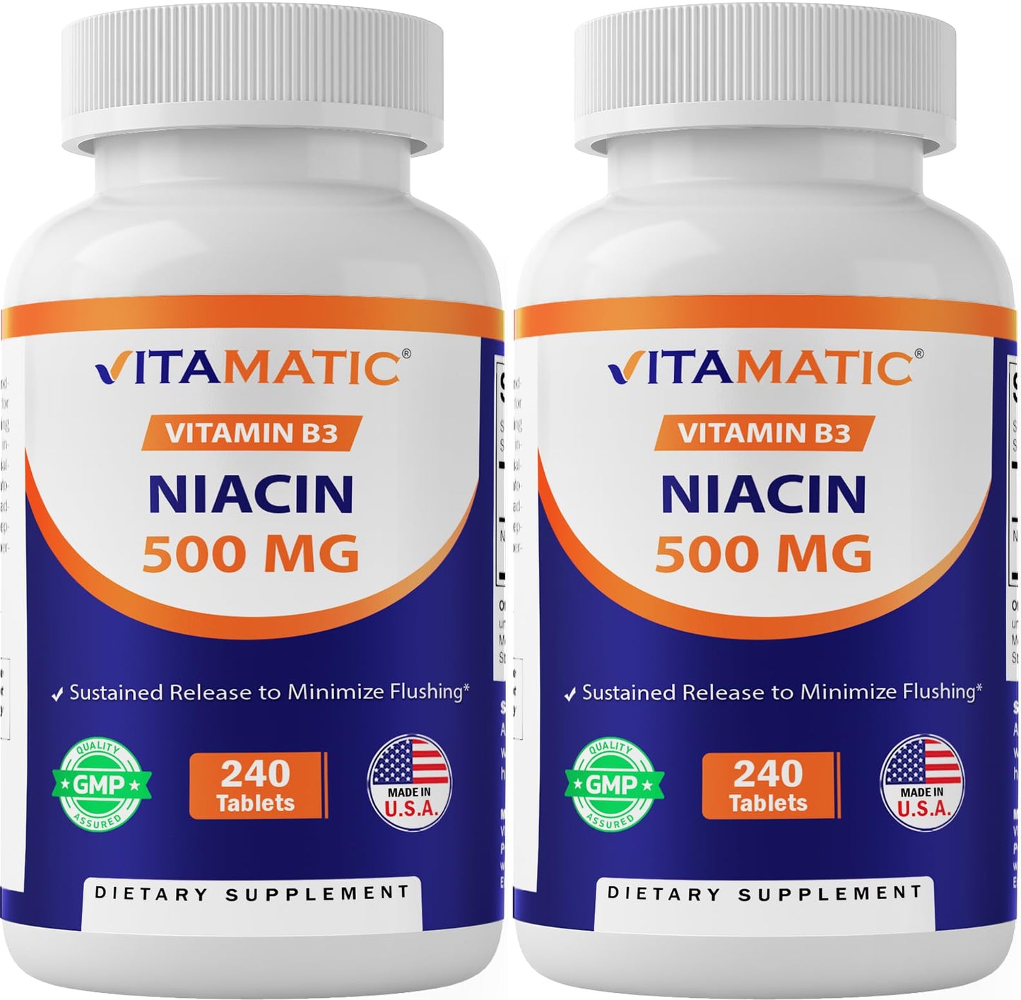 Vitamatic Niacina 500 mg liberación sostenida 240 tabletas paquete doble