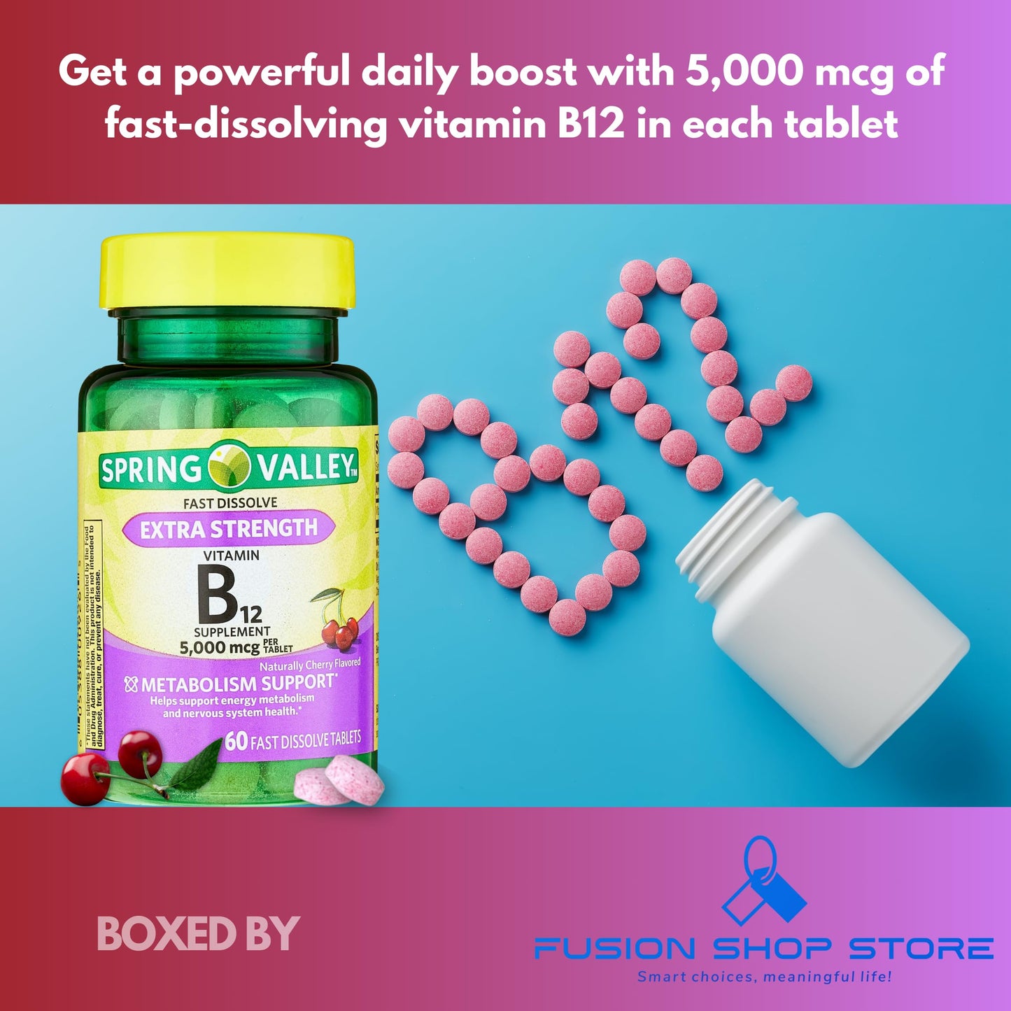 Vitamin B12 rápido efecto sabor cereza para metabolismo